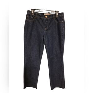 Faded Glory Stretch Straight Classic Jeans Raw Hem Blue Denim Mid-Rise Sz 10P